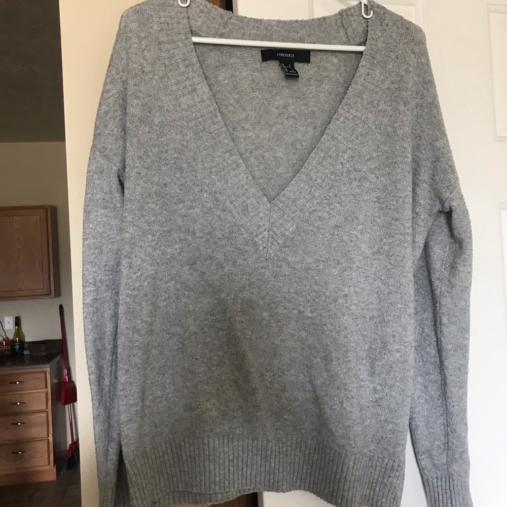 Deep V Neck Oversized Sweater Forever21
